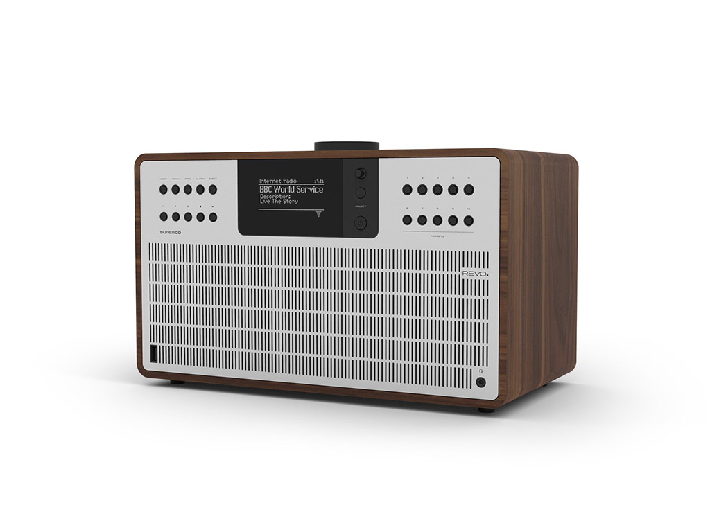 Aanbieding Revo SuperCD streaming stereo systeem walnoot/ zilver (Buitenkans)